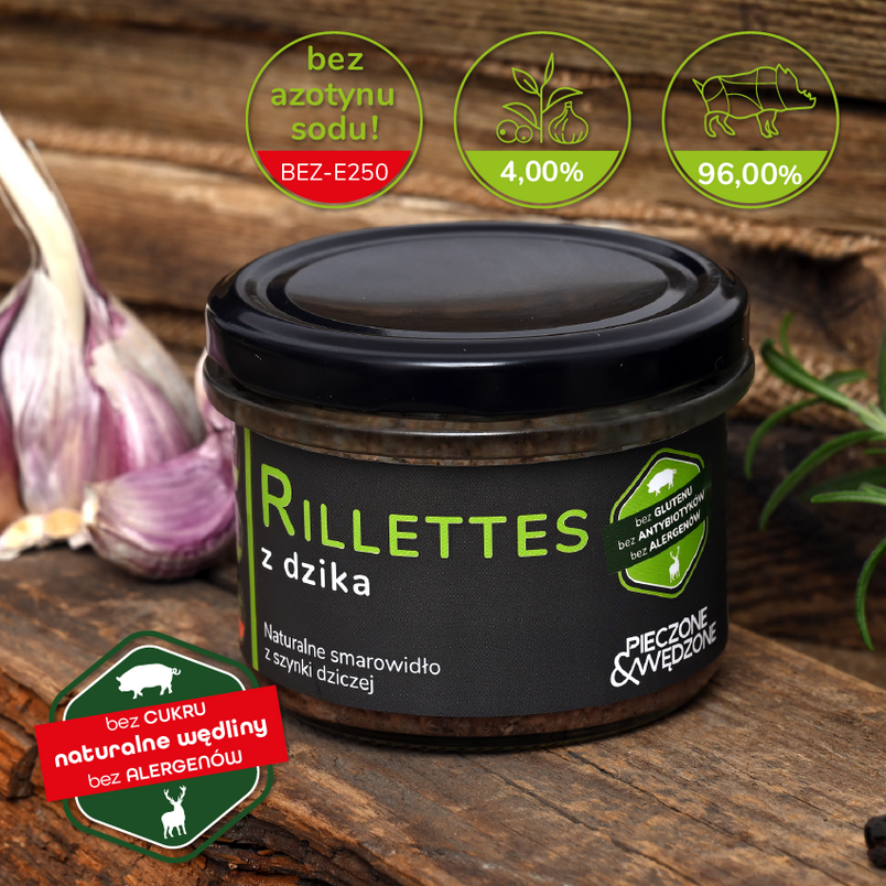 Rillettes z Dzika (96% Mięsa) Bez Cukru 200g