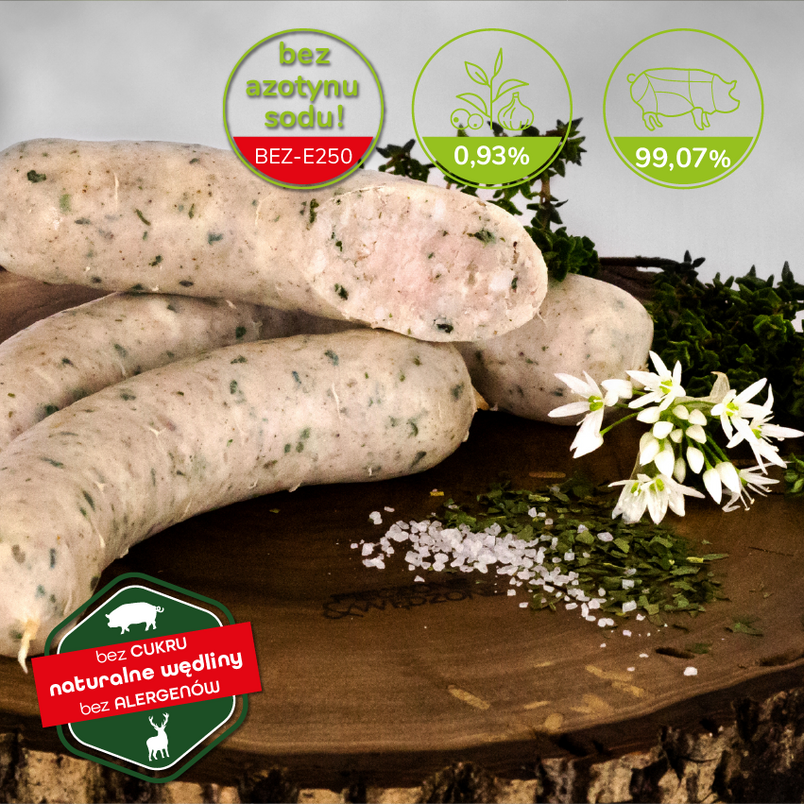 Kiełbasa Biała z Czosnkiem Niedźwiedzim ok. 400 g